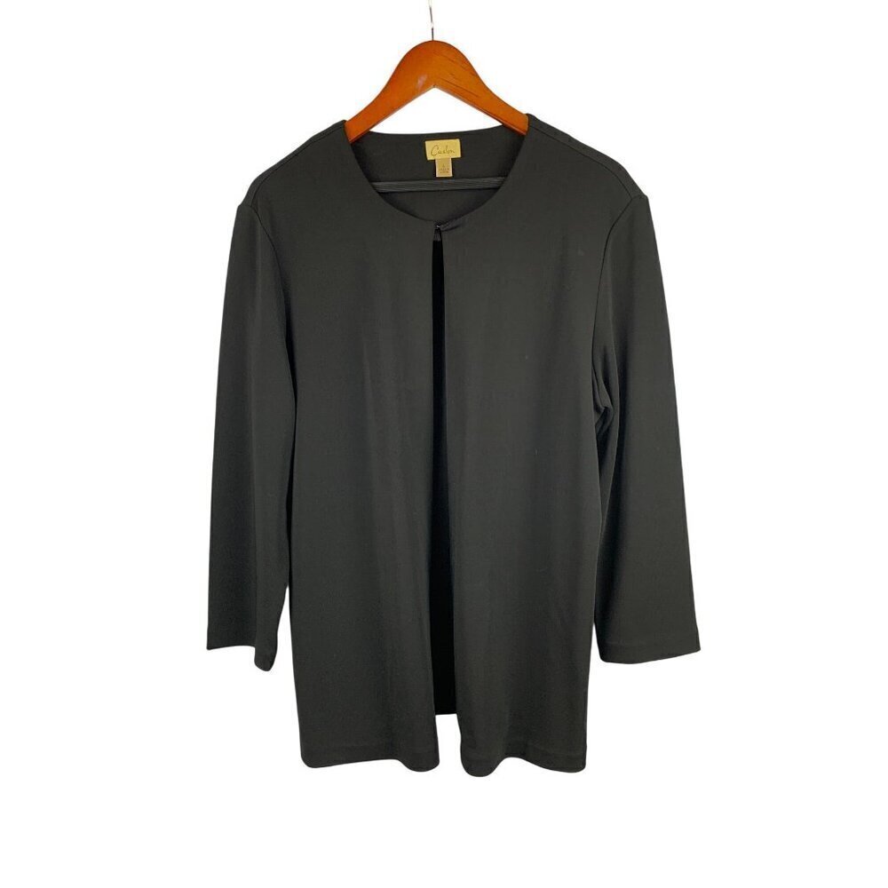 Caslon Womens Black Open Front Cardigan L
